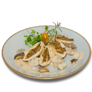 Roladka wieprzowa z grzybami leśnymi z dodatkiem sosu grzybowego 150g